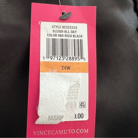 NWT‎ Vince Camuto Black Satin Wide Leg Pleated Dress Pants Women’s Plus Size 24W - Picture 7 of 9